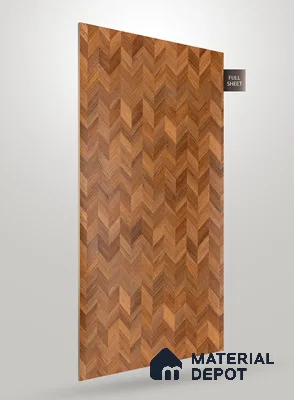 Brown Patterned Wood Look VC 1747 Veritas Chevron 8 ft x 4 ft Texture Finish Decorative Laminate - 1.25 mm | Suitable for TV Unit, Wardrobe, Kitchen Cabinets