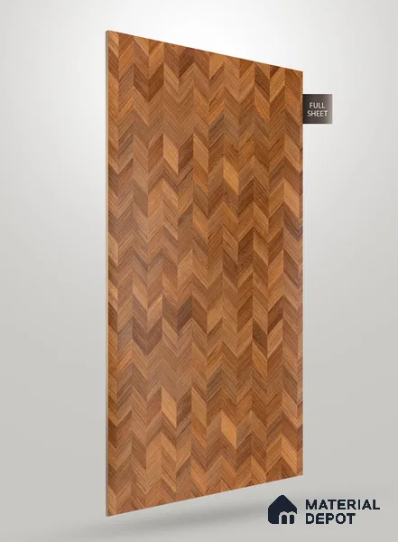 Brown Patterned Wood Look VC 1747 Veritas Chevron 8 ft x 4 ft Texture Finish Decorative Laminate - 1.25 mm | Suitable for TV Unit, Wardrobe, Kitchen Cabinets