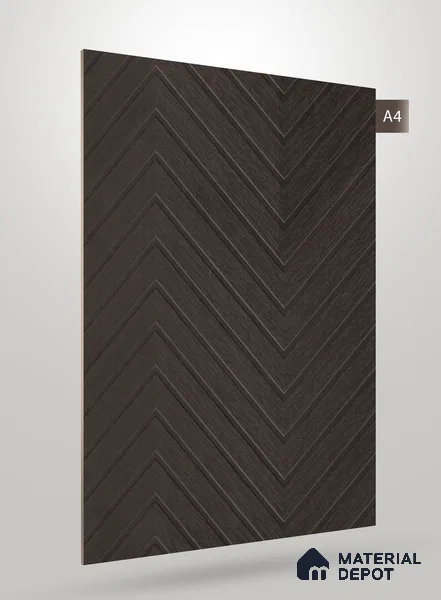 Grey Patterned Wood Look VC 1750 Veritas Chevron 8 ft x 4 ft Texture Finish Decorative Laminate - 1.25 mm | Suitable for TV Unit, Wardrobe, Kitchen Cabinets