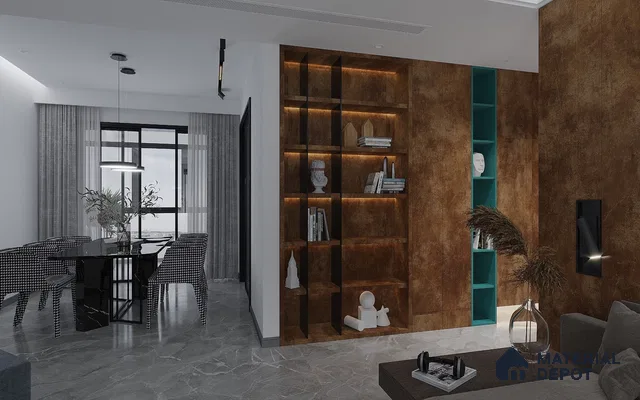 Brown Marble Look VS 1615 8 ft x 4 ft Texture Finish Decorative Laminate - 1.25 mm | Suitable for TV Unit, Wardrobe, Kitchen Cabinets