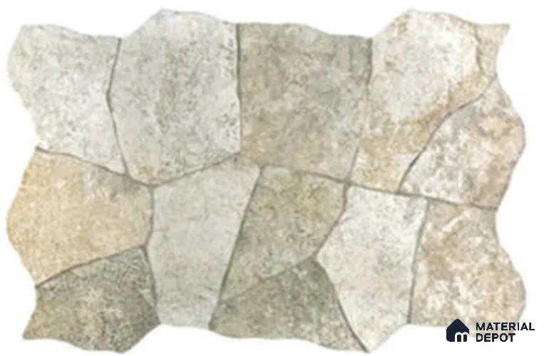 Stone Wall & Floor Tile TL 13453 C Desert Mosaic 3 ft x 16 inch Porcelain Matte Finish - 12 mm | Suitable for Bathroom, Living Room, Patio, Courtyard & Elevation