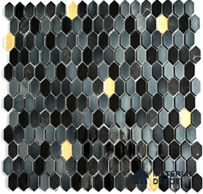 Mosaic Highlighters Look Wall Tile TL 13466 B  12 inch x 11.61 inch Glossy Finish Glass Tile - 9 mm