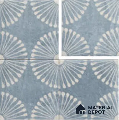 Moroccan Wall & Floor Tile TL 13457 F Azure Bloom 8 inch x 8 inch Ceramic Matte Finish | Suitable for Living Room, Bathroom, Kitchen, Dining & Highlighter Wall