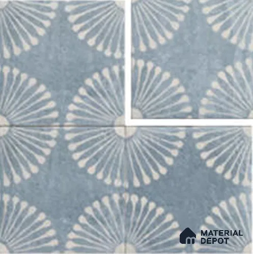 Moroccan Wall & Floor Tile TL 13457 F Azure Bloom 8 inch x 8 inch Ceramic Matte Finish | Suitable for Living Room, Bathroom, Kitchen, Dining & Highlighter Wall
