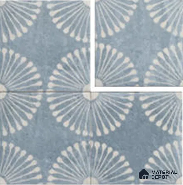 Moroccan Wall & Floor Tile TL 13457 F Azure Bloom 8 inch x 8 inch Ceramic Matte Finish | Suitable for Living Room, Bathroom, Kitchen, Dining & Highlighter Wall