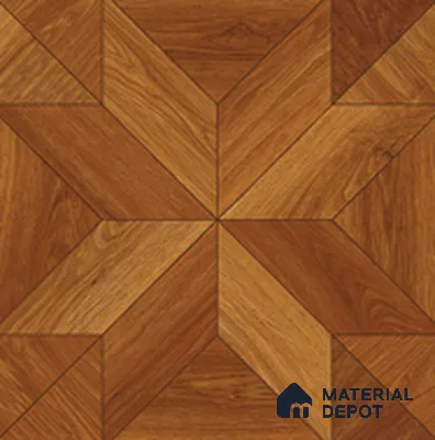 Wood Look Floor & Wall Tile TL 11373 Golden Oak Starburst Parquet 2 ft x 2 ft Matte Finish Porcelain Tile - 9 mm | Suitable For Kitchen, Bedroom