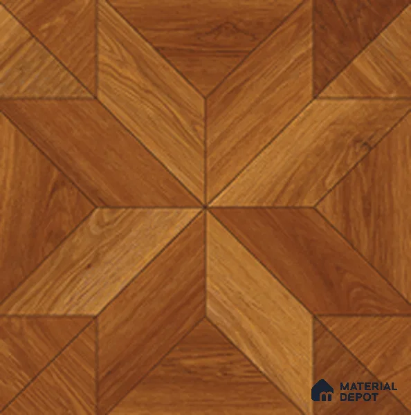 Wood Look Floor & Wall Tile TL 11373 Golden Oak Starburst Parquet 2 ft x 2 ft Matte Finish Porcelain Tile - 9 mm | Suitable For Kitchen, Bedroom