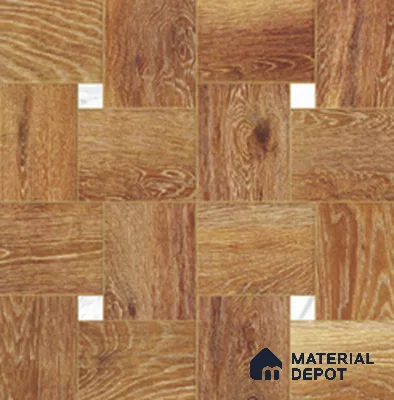 Wood Look Floor & Wall Tile TL 11375 Natural Oak Weave Parquet 2 ft x 2 ft Matte Finish Porcelain Tile - 9 mm | Suitable For Kitchen, Bedroom