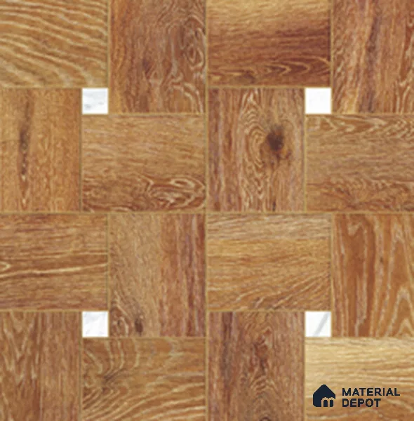Wood Look Floor & Wall Tile TL 11375 Natural Oak Weave Parquet 2 ft x 2 ft Matte Finish Porcelain Tile - 9 mm | Suitable For Kitchen, Bedroom