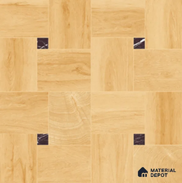 Wood Look Floor & Wall Tile TL 11374 Blonde Oak Block Parquet 2 ft x 2 ft Matte Finish Porcelain Tile - 9 mm | Suitable For Kitchen, Bedroom