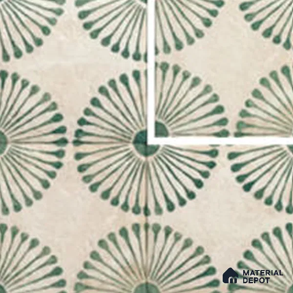 Moroccan Wall & Floor Tile TL 13457 E Olive Bloom 8 inch x 8 inch Ceramic Matte Finish | Suitable for Living Room, Bathroom, Kitchen, Dining & Highlighter Wall