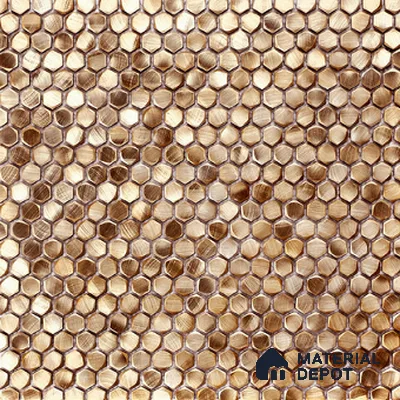 Mosaic Look Wall Tile TL 13192 F GM 52 Hexagon Gold 12 inch x 12 inch Glossy Finish Solid Metal Tile - 9 mm