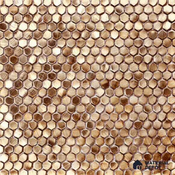 Mosaic Look Wall Tile TL 13192 F GM 52 Hexagon Gold 12 inch x 12 inch Glossy Finish Solid Metal Tile - 9 mm