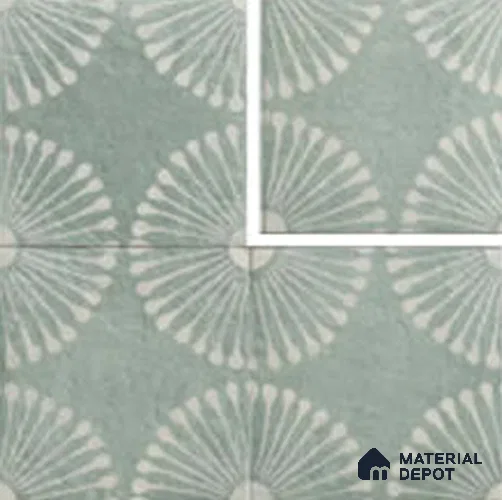 Moroccan Wall & Floor Tile TL 13457 G Sage Bloom 8 inch x 8 inch Ceramic Matte Finish | Suitable for Living Room, Bathroom, Kitchen, Dining & Highlighter Wall