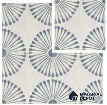 Moroccan Wall & Floor Tile TL 13457 D Indigo Bloom 8 inch x 8 inch Ceramic Matte Finish | Suitable for Living Room, Bathroom, Kitchen, Dining & Highlighter Wall