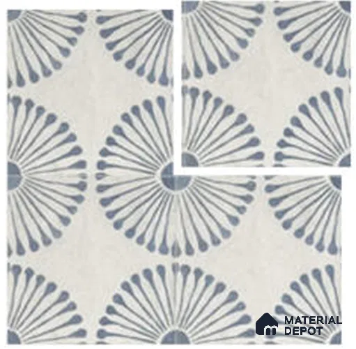 Moroccan Wall & Floor Tile TL 13457 D Indigo Bloom 8 inch x 8 inch Ceramic Matte Finish | Suitable for Living Room, Bathroom, Kitchen, Dining & Highlighter Wall