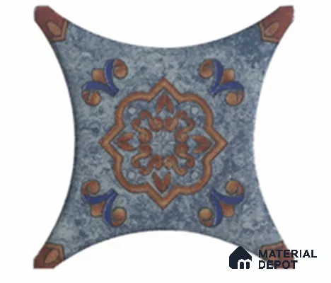 Moroccan Look Floor & Wall Tile TL 11427 J Insert Blue 3 inc x 3 inc Matte Finish Porcelain Tile - 9 mm