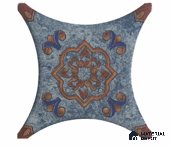 Moroccan Look Floor & Wall Tile TL 11427 J Insert Blue 3 inc x 3 inc Matte Finish Porcelain Tile - 9 mm