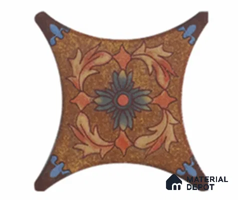 Moroccan Look Floor & Wall Insert Tile TL 11427 L Rust Cotto Floral Insert 3 inch x 3 inch Matte Finish Porcelain Tile - 9 mm | Suitable For Bathroom, Kitchen, Dining Area