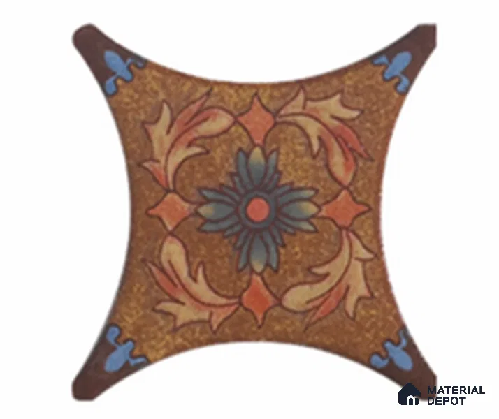 Moroccan Look Floor & Wall Insert Tile TL 11427 L Rust Cotto Floral Insert 3 inch x 3 inch Matte Finish Porcelain Tile - 9 mm | Suitable For Bathroom, Kitchen, Dining Area