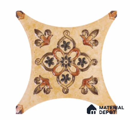 Moroccan Look Floor & Wall Insert Tile TL 11427 I Cream Floral Star Insert 3 inch x 3 inch Matte Finish Porcelain Tile - 9 mm | Suitable For Bathroom, Kitchen, Dining Area