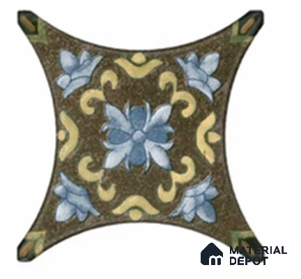 Moroccan Look Floor & Wall Insert Tile TL 11427 M Green Floral Insert 3 inch x 3 inch Matte Finish Porcelain Tile - 9 mm | Suitable For Bathroom, Kitchen, Dining Area