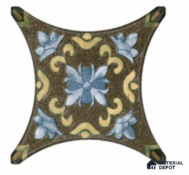 Moroccan Look Floor & Wall Insert Tile TL 11427 M Green Floral Insert 3 inch x 3 inch Matte Finish Porcelain Tile - 9 mm | Suitable For Bathroom, Kitchen, Dining Area