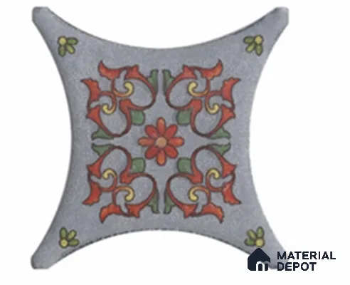 Moroccan Look Floor & Wall Insert Tile TL 11427 K Grey Floral Insert 3 inch x 3 inch Matte Finish Porcelain Tile - 9 mm | Suitable For Bathroom, Kitchen, Dining Area
