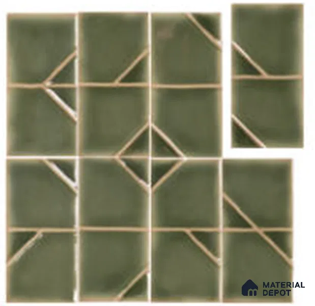 Subway Look Wall Tile TL 13456 J Origami Moss 5 inch x 2.5 inch Glossy Finish Ceramic Tile - 9 mm