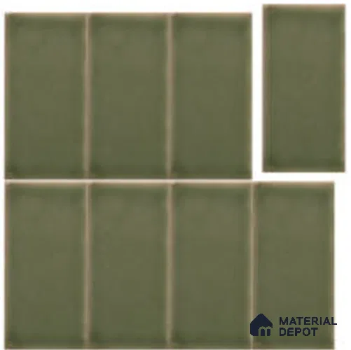 Subway Look Wall Tile TL 13456 D Yoko Moss 5 inch x 2.5 inch Glossy Finish Ceramic Tile - 9 mm