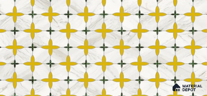 Highlighter Look Wall Tile TL 11389 5022 - Green & Gold 2 ft x 1 ft Glossy Finish Porcelain Tile - 9 mm