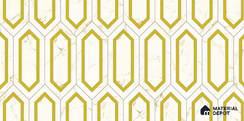 Hexagonal Look Wall Tile TL 11390 5024 2 ft x 1 ft Glossy Finish Porcelain Tile - 9 mm