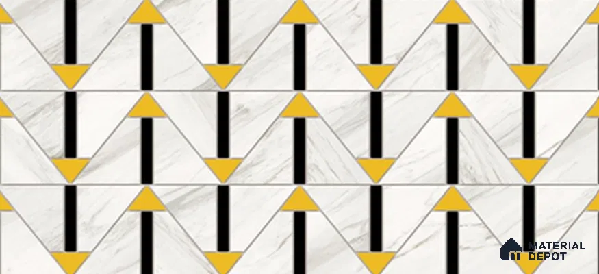Highlighter Wall Tile TL 11388 Aurum Chevron 2 ft x 1 ft Glossy Finish Porcelain Tile - 9 mm | Suitable For Kitchen, Bathroom & Accent/Feature Wall