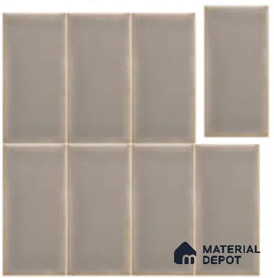 Subway Look Wall Tile TL 13456 B Yoko Pewter 5 inch x 2.5 inch Glossy Finish Ceramic Tile - 9 mm