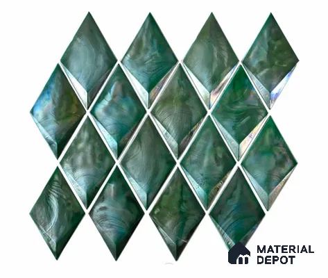 Mosaic Look Wall Tile TL 13189 E GM 05 Green 12 inch x 9.8 inch Glossy Finish Crystal Glass Tile - 9 mm
