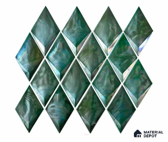 Mosaic Look Wall Tile TL 13189 E GM 05 Green 12 inch x 9.8 inch Glossy Finish Crystal Glass Tile - 9 mm