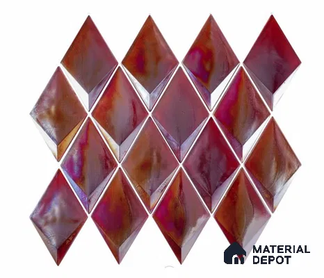 Mosaic Look Wall Tile TL 13189 D GM 04 Red 12 inch x 9.8 inch Glossy Finish Crystal Glass Tile - 9 mm