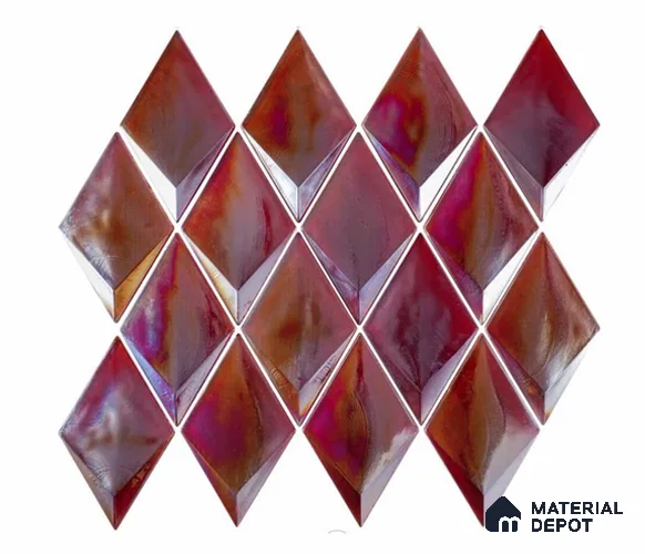 Mosaic Look Wall Tile TL 13189 D GM 04 Red 12 inch x 9.8 inch Glossy Finish Crystal Glass Tile - 9 mm