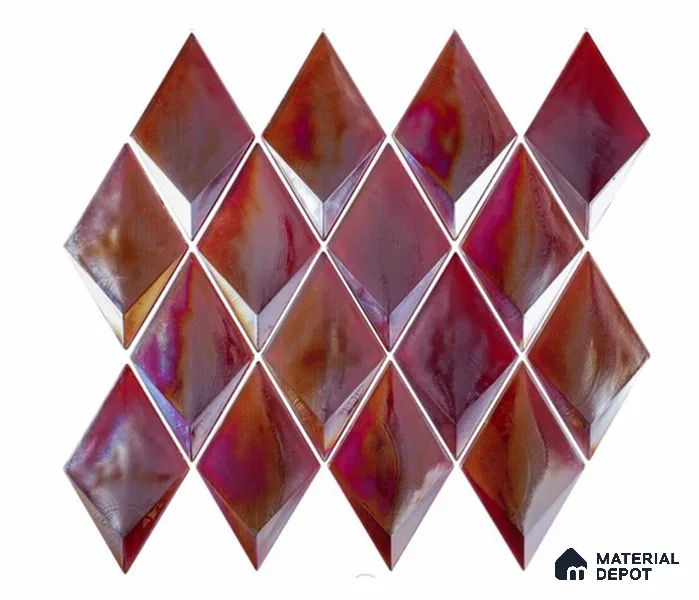 Mosaic Look Wall Tile TL 13189 D GM 04 Red 12 inch x 9.8 inch Glossy Finish Crystal Glass Tile - 9 mm
