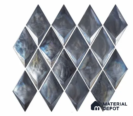 Mosaic Look Wall Tile TL 13189 C GM 03 Grey 12 inch x 9.8 inch Glossy Finish Crystal Glass Tile - 9 mm