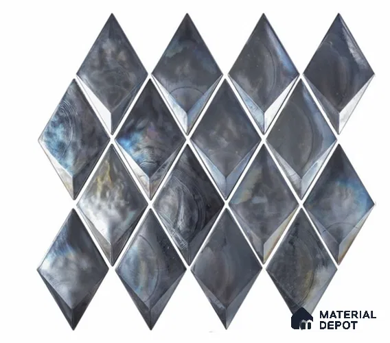 Mosaic Look Wall Tile TL 13189 C GM 03 Grey 12 inch x 9.8 inch Glossy Finish Crystal Glass Tile - 9 mm