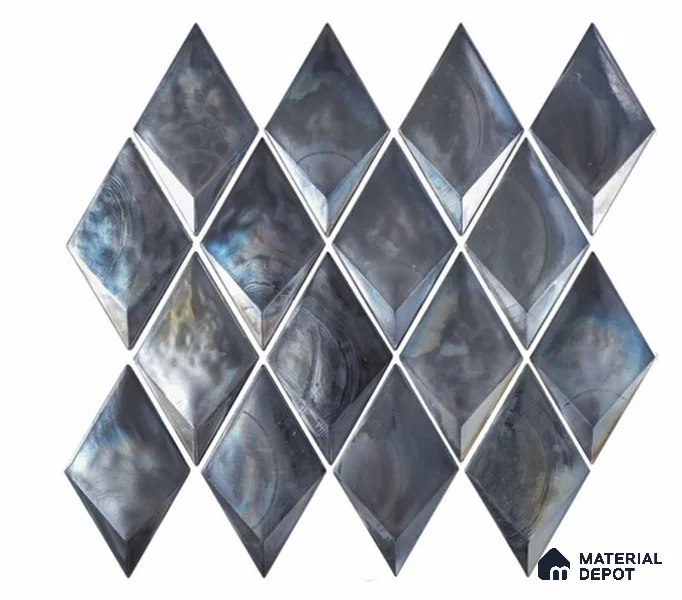 Mosaic Look Wall Tile TL 13189 C GM 03 Grey 12 inch x 9.8 inch Glossy Finish Crystal Glass Tile - 9 mm