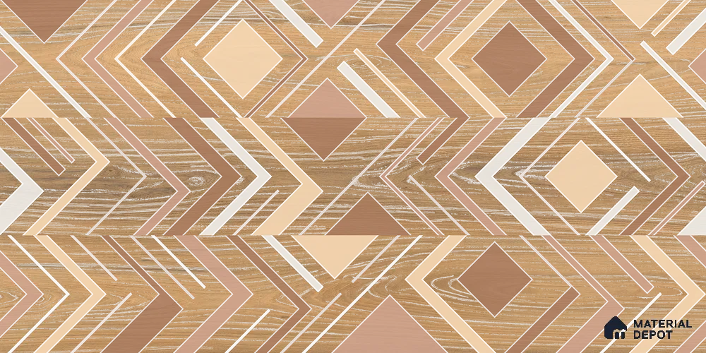 Brown Wood Floor Tile TL 06995 1200x195 mm Vitrified Carving Matte Finish - 9 mm | 3 Random Design | Suitable for Living Room, Bedroom, Bathroom | 2-3 mm Spacer is Mandatory