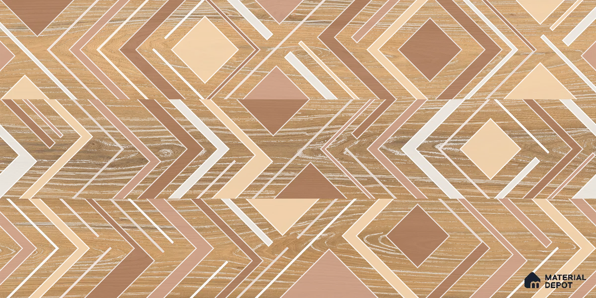 Brown Wood Floor Tile TL 06995 1200x195 mm Vitrified Carving Matte Finish - 9 mm | 3 Random Design | Suitable for Living Room, Bedroom, Bathroom | 2-3 mm Spacer is Mandatory