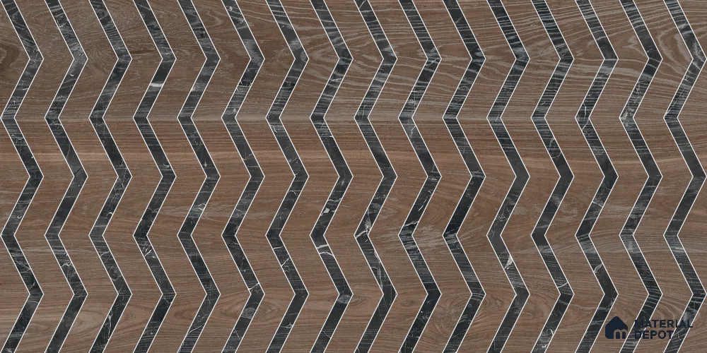 Brown Wood Floor Tile TL 06872 1200x195 mm Vitrified Carving Matte Finish - 9 mm | 6 Random Design | Suitable for Living Room, Bedroom, Bathroom | 2-3 mm Spacer is Mandatory