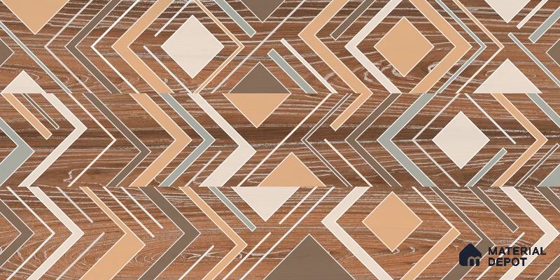 Brown Wood Floor Tile TL 07006 1200x195 mm Vitrified Carving Matte Finish - 9 mm | 3 Random Design | Suitable for Living Room, Bedroom, Bathroom | 2-3 mm Spacer is Mandatory