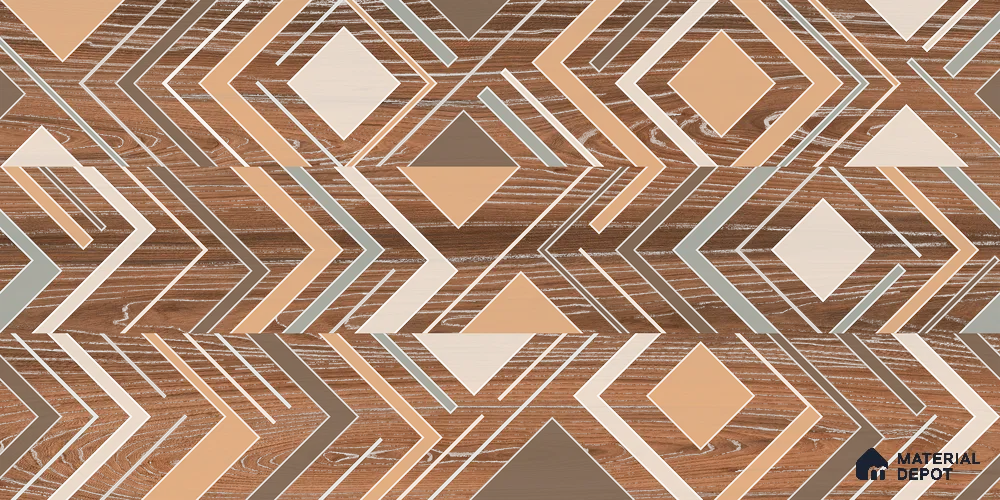 Brown Wood Floor Tile TL 07006 1200x195 mm Vitrified Carving Matte Finish - 9 mm | 3 Random Design | Suitable for Living Room, Bedroom, Bathroom | 2-3 mm Spacer is Mandatory