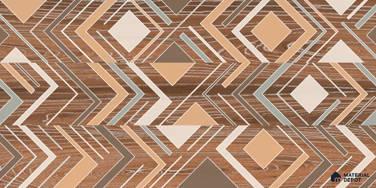 Brown Wood Floor Tile TL 07006 1200x195 mm Vitrified Carving Matte Finish - 9 mm | 3 Random Design | Suitable for Living Room, Bedroom, Bathroom | 2-3 mm Spacer is Mandatory
