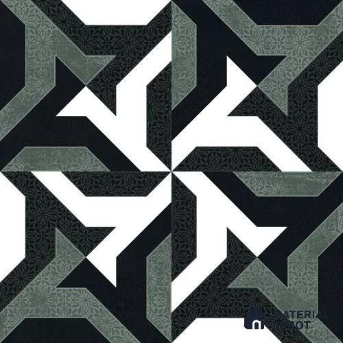 Black Moroccan Wall & Floor Tile TL 06930 2 ft x 2 ft Vitrified Carving Matte Finish - 9 mm | Suitable for Living Room, Bedroom, Bathroom | Please Expect a Slight Variation of Pattern