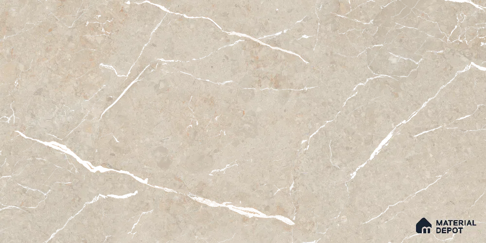 Beige Marble Wall & Floor Tile TL 07041 4 ft x 2 ft Vitrified Glossy Finish - 9 mm | 6 Random Design | Suitable for Living Room, Bedroom, Bathroom